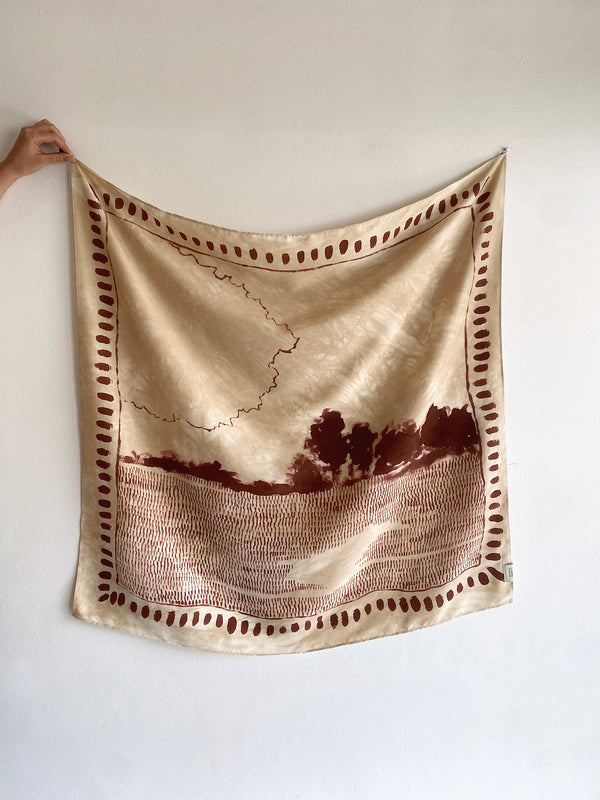 Silk scarf | Terra-cotta landscape