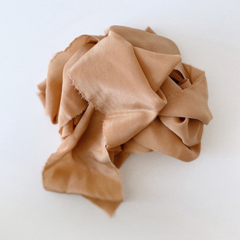 Botanically dyed silk ribbon in terra-cotta