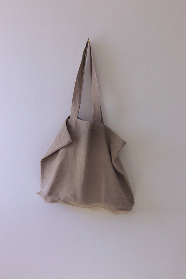 Linen tote bag | Brown