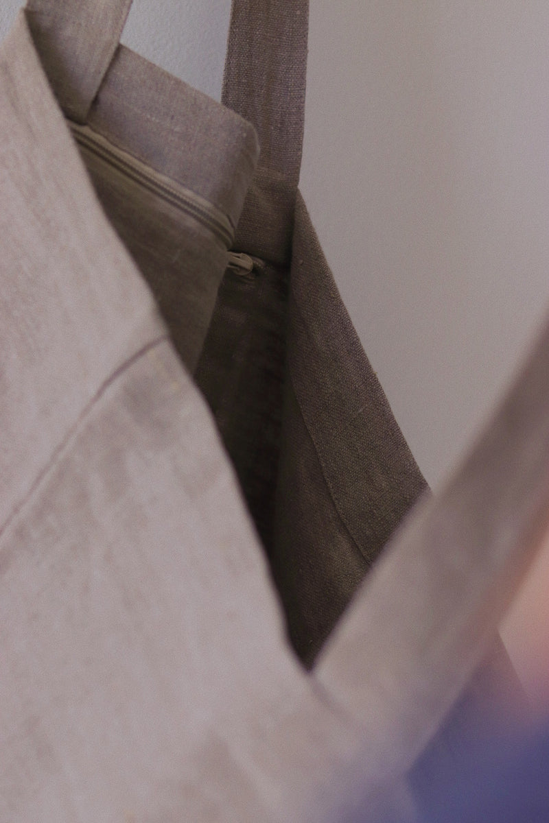 Linen tote bag | Brown