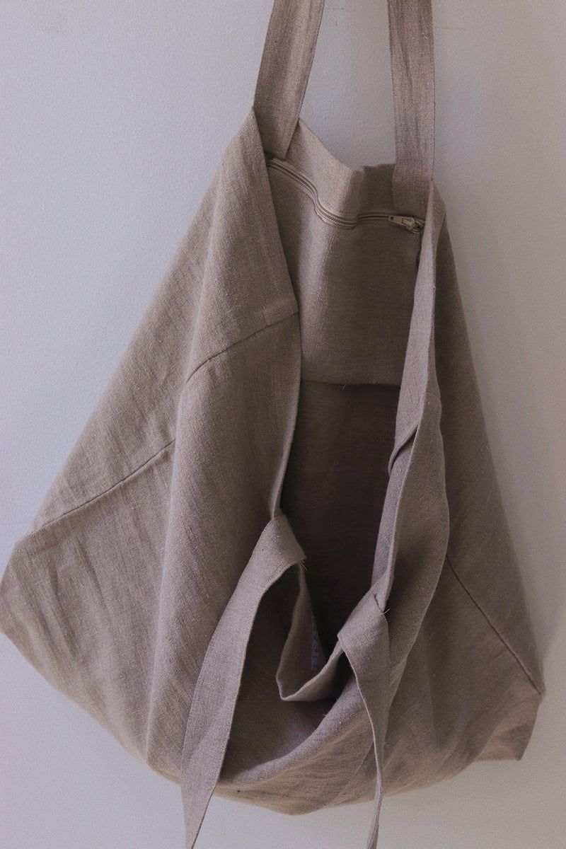 Linen tote bag | Brown