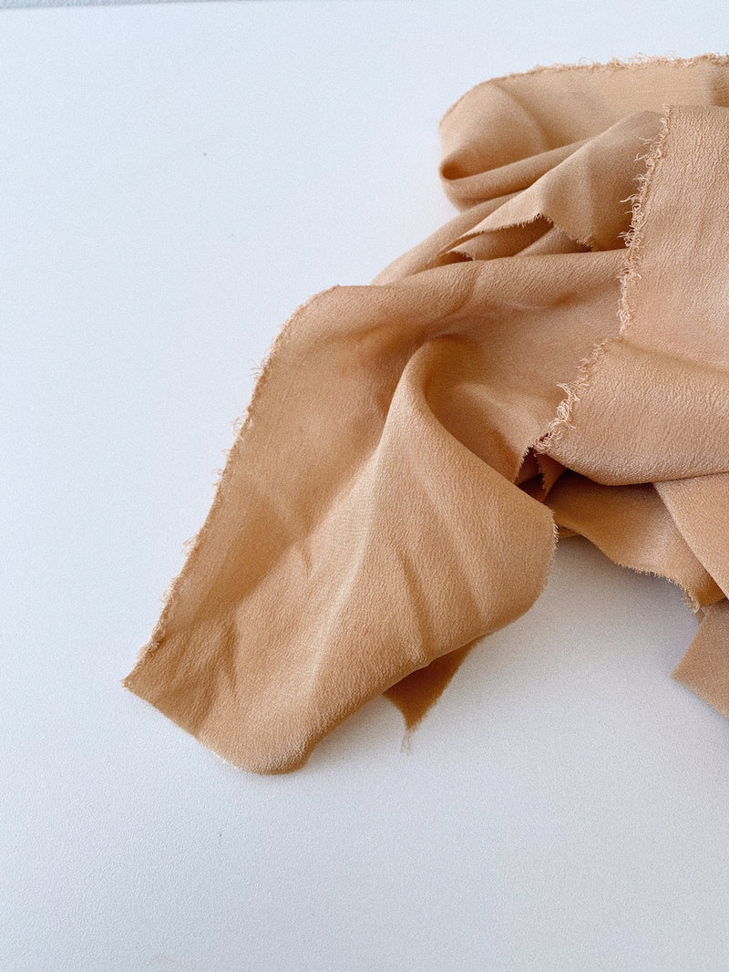 Botanically dyed silk ribbon in terra-cotta